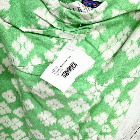 Patagonia Tank Top Women Size 8 Squared Neck Wide Strap Floral Green Outdoor - Picture 3 of 4